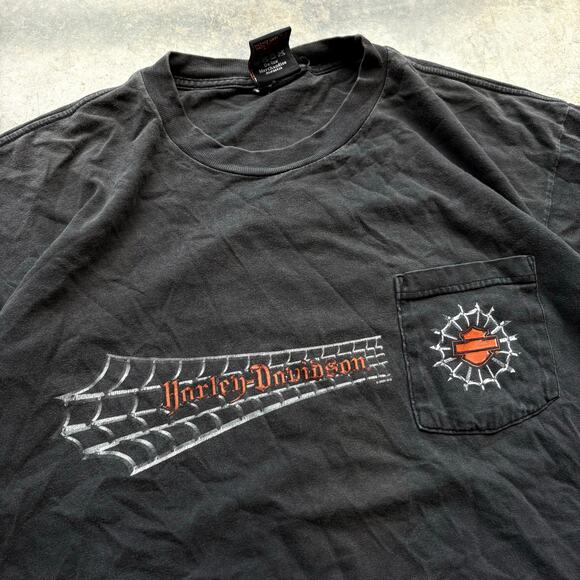 Crazy Vintage Y2K Harley Chrome Spider Web T-shirt - Picture 2 of 4